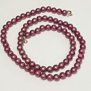 Long Purple Beaded Necklace 23” Length Costume Fashion Dressup